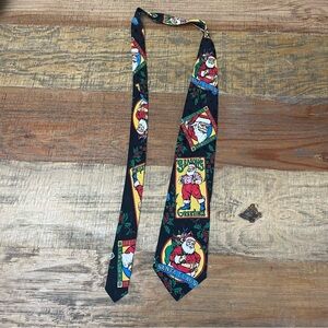 Addiction Vintage  Silk Tie 1991 Christmas Santa Holiday Novelty Print